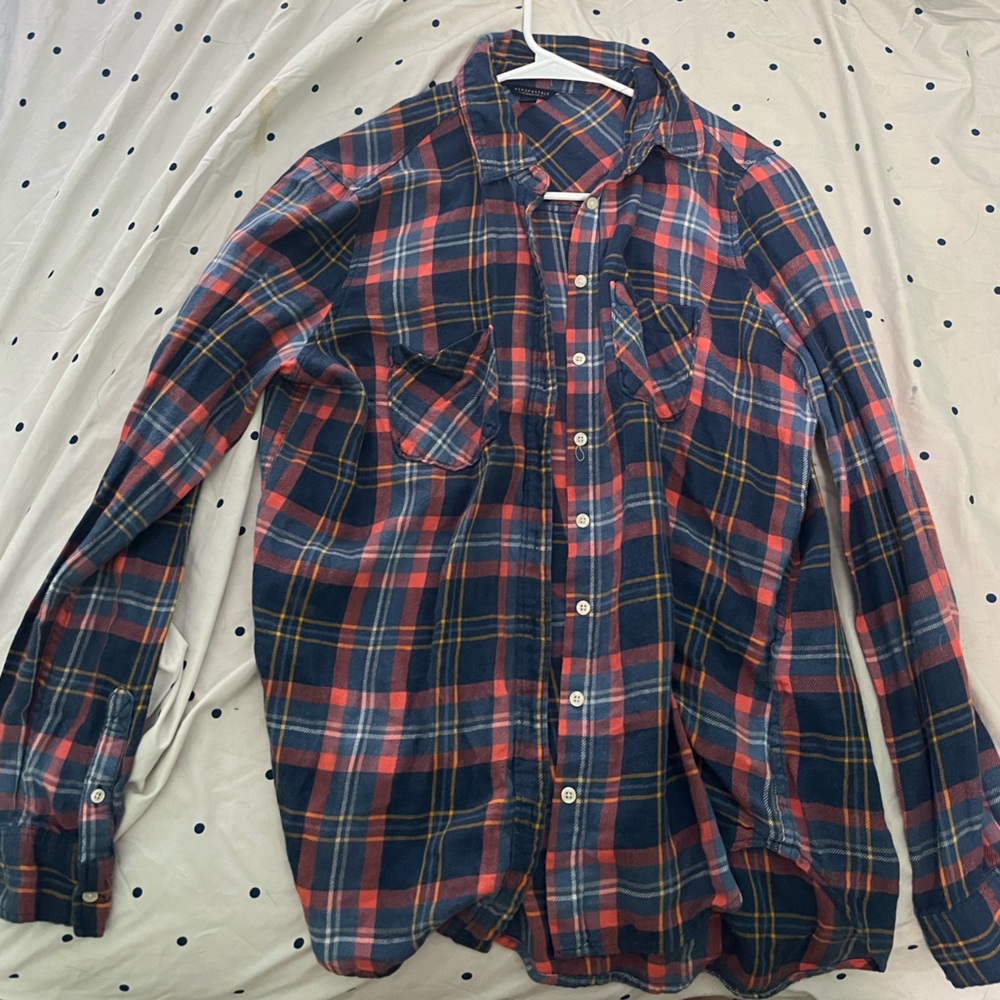 Pink and Blue Plaid Shirt